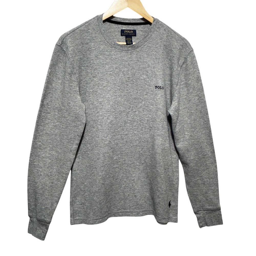 Polo Ralph Lauren Mens Thermal Shirt M Gray Waffle Knit Heritage Base‎ Layer